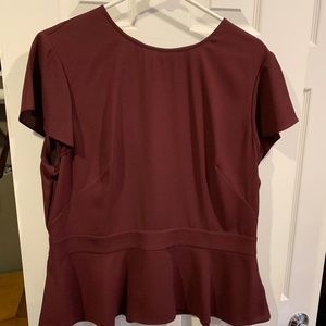 Brooks Brothers burgundy peplum  top